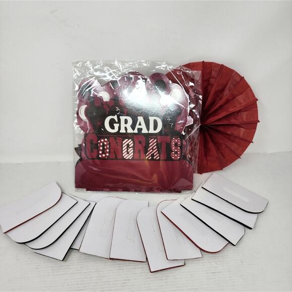 Graduation 12 pc Table Toppers Guys Girls Red Black Grad Party Decoration New - Picture 2 of 8